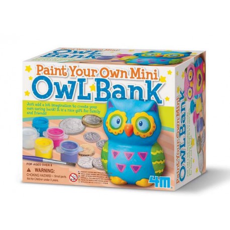 Paint your own mini owl bank.