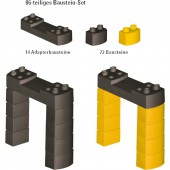 Building block set for elevated railroad grades.