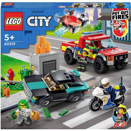 Fire rescue and police chase, Lego City.