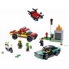 Fire rescue and police chase, Lego City.