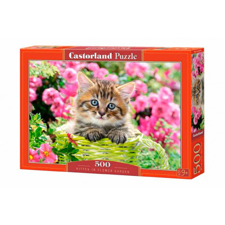 Kitten in flower garden. 500 pcs.