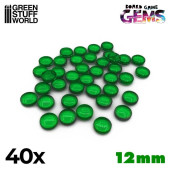 Plastic gems 12 mm, green.