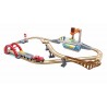 Sea and rail cargo transportation set.