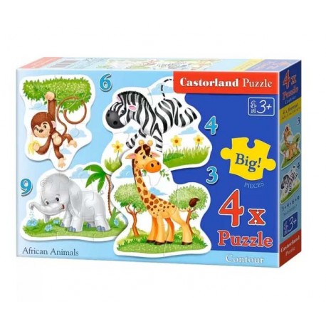 African animals. 4 puzzles.